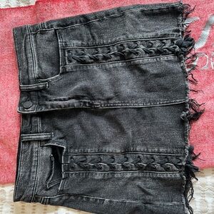BLANK NYC Black Denim Lace-up Jean Skirt